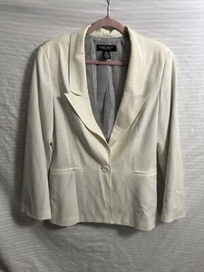 Larry Levine Stretch Women’s Cream One Button Blazer Jacket Size M - Picture 1 of 6