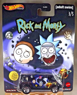 2021 Hot Wheels Premium Rick and Morty 3/5 SUPER VAN Black w/RR Chrome Pfd Spoke - Image 1 of 4