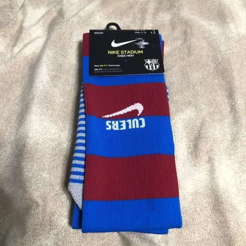 Nike FC Barcelona 2021/22 Stadium Home Over-the-Calf Soccer Socks, Men - Size M Cover