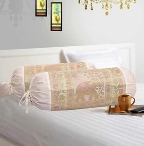 Ethnic Bolster Cover Elephant Pillow Indian Bedding Cylinder Neck Bolster Covers - Picture 1 of 5