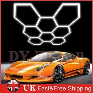 8 Grid Hexagon LED Lighting Car Detail Garage Workshop Retail Light Honeycomb - Picture 1 of 24