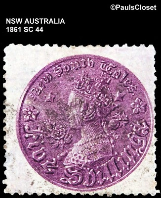 AUSTRALIA NSW 1861 SC 44 VIOLETA OPACO 5/- USADO, P13 WM 53 F/VF Foto 1 de 2