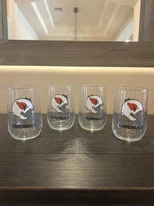Arizona Cardinals Vintage Glasses NFL Helmet Logo Set Of 4 - Picture 1 of 3