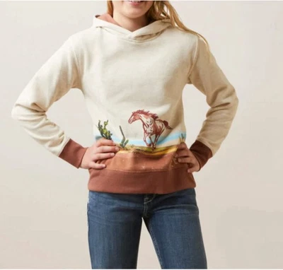 Sudadera con Capucha Ariat Niñas Caballo Salvaje Avena Brezo Juvenil XS/7 EN MUY BUEN ESTADO Foto 1 de 4