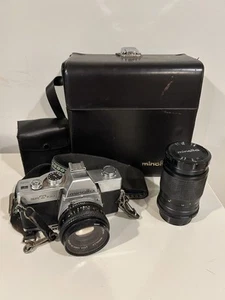 Vintage Minolta SR T 100 35mm Camera Bundle with 1:2 & 1:35 Lenses Original Case - Picture 1 of 15