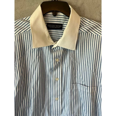 Camisa de vestir Donald J Trump Signature Collection azul a rayas talla 18 34/35 Foto 1 de 4