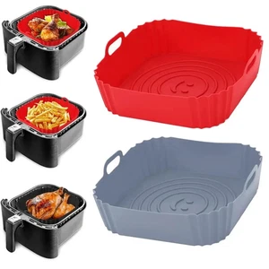 1 Stück Wiederverwendbare Airfryer Pfanne Liner Zubehör Silikon Luft Friteusen Ofen Backen T... - Bild 1 von 9