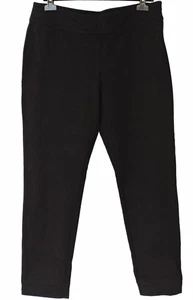 EILEEN FISHER schwarze Viskose-Ponte-Strickhose mit seitlichem Reißverschluss schmal zulaufendem Bein Größe L LRG - Bild 1 von 4