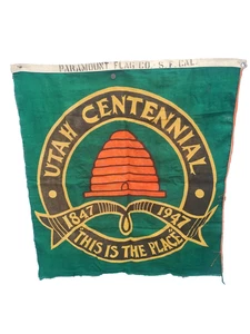 Vintage Utah State Centennial Flagge Banner 1847-1947 Paramount Flagge San Francisco - Bild 1 von 17