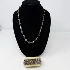 Bronze Milor Italy Rose Gold Black Spinel Beaded Anklet Bracelet Necklace set - Picture 1 of 11