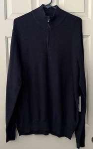 william rast men's size XL navy blue 1/4 zip cable knit cabincore sweater - Picture 1 of 19