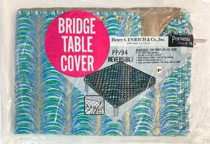 Penthouse Products Vtg BRIDGE Table Cover Reversible Blues Green Gold New NOS - Picture 1 of 9