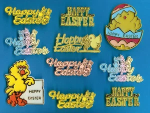 10 ASSORTED EASTER MOTTO CAKE DECORATIONS - decorating - Picture 1 of 1