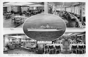 Postcard P & O Orient Line S.S. Arcadia 1st Class 4 Public Rooms Circa 1962 RPPC - Picture 1 of 1