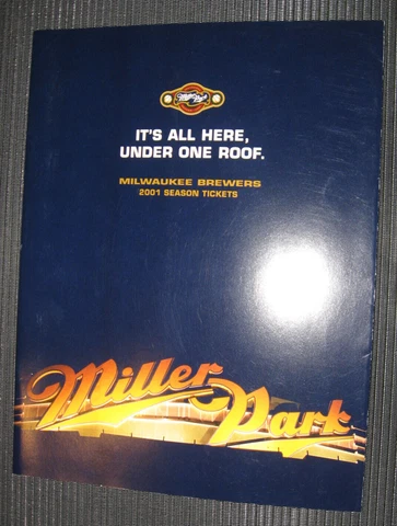 Vintage Milwaukee Brewers 2001 Inaugural Season Miller Park Season Ticket Folder Cover