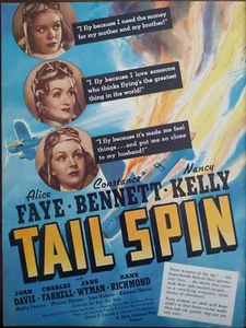 Anuncio de folleto de película Tail Spin 1939 vintage.  Alice Faye, Constance Bennett, Nancy Kel - Imagen 1 de 1