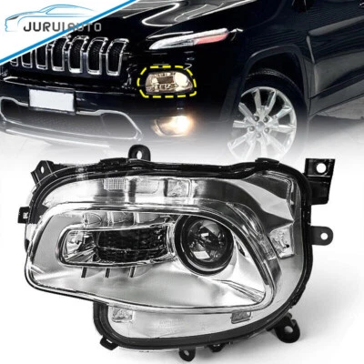 Driver Headlight For 2014-2018 Jeep Cherokee Chrome Halogen Headlamp Left Side Foto 1 de 4