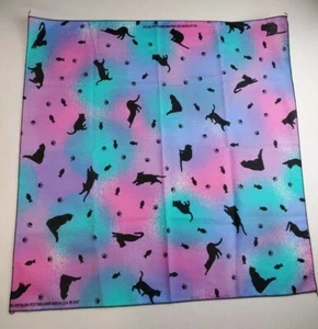 Vintage Hav-A-Hank Tie-Dye Cat Print Cotton Poly Bandana Handkerchief USA Made - Picture 1 of 7