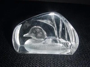 Vintage Signed MATS JONASSON Sweden Crystal Full Lead DUCK Sculpture - Picture 1 of 1