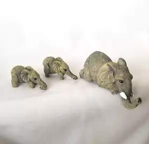 Miniature Elephant Family Figurines African Safari Decor - Picture 1 of 13