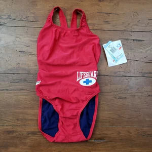NOS Speedo Women's Size 30 One Piece Lifeguard Swimsuit Red - Picture 1 of 8