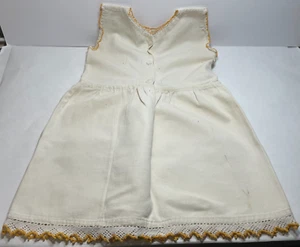 Vintage Kinder Ära Kleidung - ärmelloses Jeanskleid Häkelborte Kanten - Bild 1 von 7