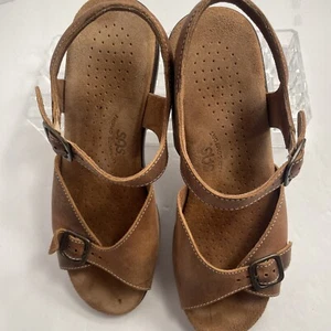 SAS Damen Riemchensandalen offene Zehenpartie Schnallenverschluss Leder braun Größe 8 1/2 M - Bild 1 von 18