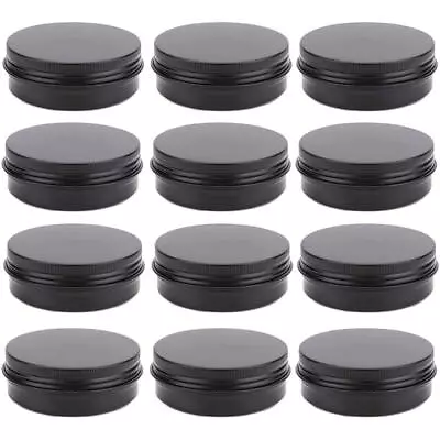 12 Pack 2oz Round Aluminum Tin Jar Containers with Screw Lid for Cosmetic - Image 1 of 4