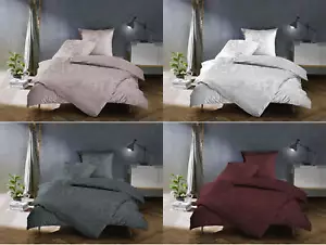Mako Satin Jacquard Damast Rosen Bettwäsche Zoé in grau, rosé, rot oder weiß - Bild 1 von 12