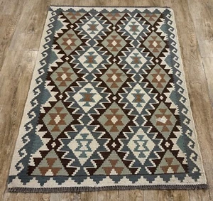 Autentico tappeto di lana Kilim Runner afgano/turco fatto a mano multicolore, misura 123x87 CM - Foto 1 di 4