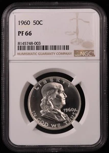 1960 PROOF Franklin Half Dollar 50c Certified by NGC PF66 - Picture 1 of 2
