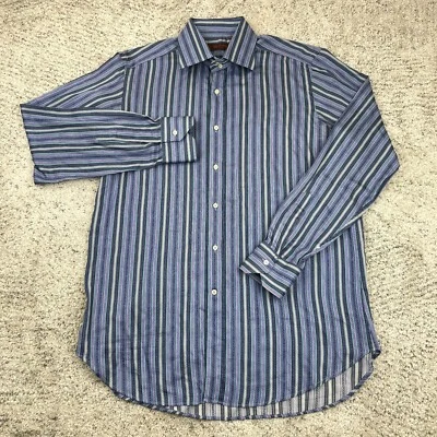 Etro Milano Shirt Men 42 Striped Spread Collar Colorful Made In Italy Purple GUC - Image 1 of 4