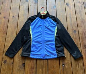 Coldwater Creek women's L black, blue, green stripe zip track workout jacket - Picture 1 of 11