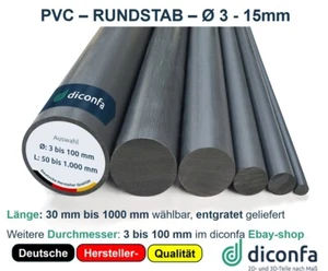 PVC Rundstab Kunststoff grau Ø 3 bis 15 mm Länge 30 bis 1000 mm Rundmaterial - Bild 1 von 6