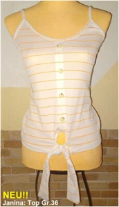 Schönes Trägertop bauchfrei weiß orange gestreift Gr.36 von Janina - NEU!! - Bild 1 von 1