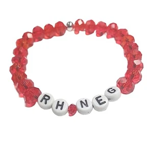 Medical Alert RH-NEG Beaded Bracelet Red - Picture 1 of 3