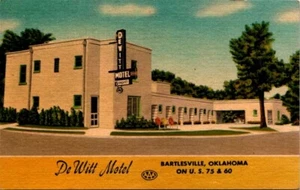 Postal de lino DeWitt Motel Bartlesville Oklahoma OK UNP - Imagen 1 de 2