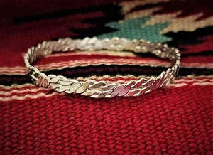 Woven Sterling Silver Mexico Bangle Bracelet Artisan Boho Jewelry 15 Grams VTG - Picture 1 of 5