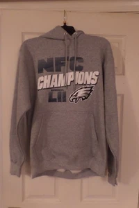 NEW Philadelphia Eagles NFC Champions Super Bowl LII NFL Gray Hoodie Sz Large M - Picture 1 of 5