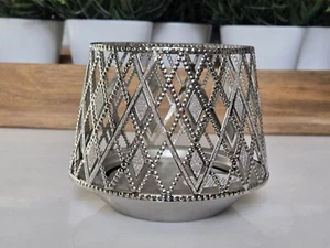 Bath and Body Works GLITTERY ARGYLE 3 Wick Candle Holder Sleeve Rhinestone EUC - Picture 1 of 5
