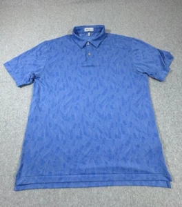 Peter Millar Hemd Herren Large blau Palmenmuster tropisch feuchtigkeitsableitend belüftet Stretch - Bild 1 von 6