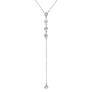 COLLAR COLGANTE DE CADENA COLGANTE DE DIAMANTE PAVIMENTADO DE ORO BLANCO 14K Y ESCOTE - Imagen 1 de 2