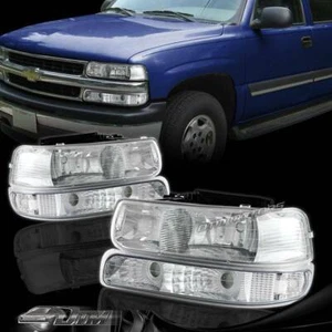Crystal Clear Headlights+Bumper Parking Lamps For 99-02 Silverado/Suburban/Tahoe - Picture 1 of 4