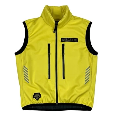 Descente Yellow Full Zip Fleece Lined Softshell Vest Ski Snowboard Logo Size S - Image 1 of 4