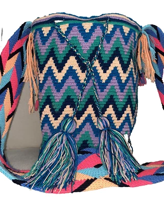 Bolso Bandolera Wayuu Colombiano Mochila Auténtico Handmad Mejor Grande Foto 1 de 3