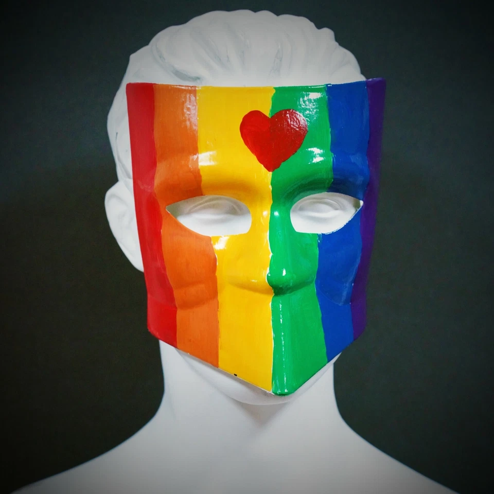 Rainbow Face Mask Pride Parade Full Face Masks Reusable Masks LGBTQ Masks Heart - Image 1 of 1