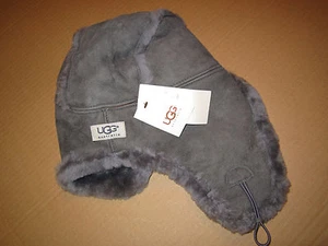 UGG Hat Bailey Aviator Trapper Exposed Shearling Grey OS New - Picture 1 of 4