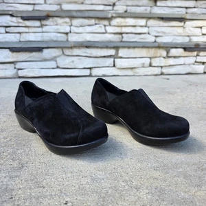 Dansko Women's Size 37 | 6.5 Black Suede Slip On Comfort Wedge Arden Clogs Shoes - Picture 1 of 8