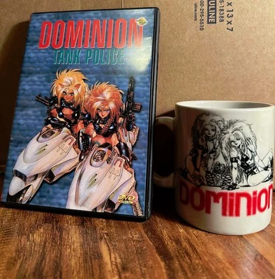 Dominion Tank Police Mug & DVD Hong Kong Bootleg Anime Masamune Shirow Lot Foto 1 de 4