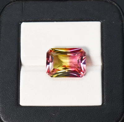 Lab Bio 黄色橙色碧玺辐射切割宝石 16X13 毫米无瑕刚玉 — 第 1/4 张图片